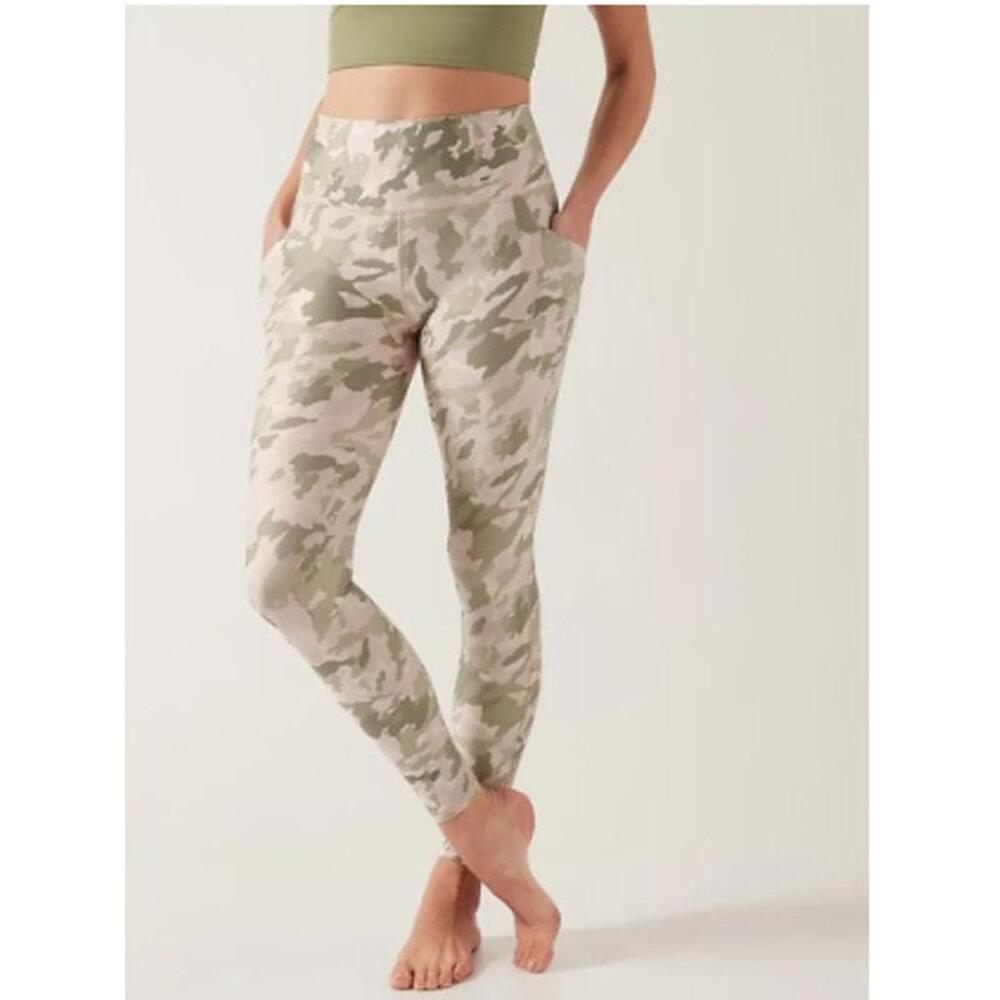 Athleta Salutation Stash Pocket II Camo Leggings - Green & Pink, Size 1X NWOT
